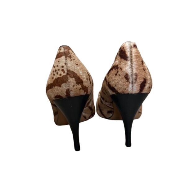 Talbots Animal Print Calf Hair Pumps Pointed Toe Chic Leather Heels Size 8.5 - Picture 4 of 6